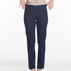 Slimsation By Multiples Dark Blue Pull-on Faux front pockets Straight Leg Jeans